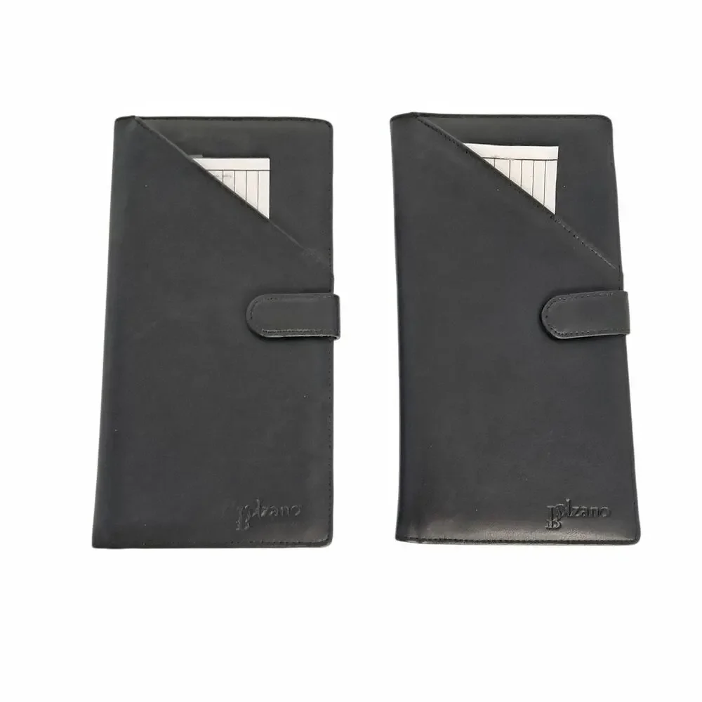 Pair of Black Travel Wallets Passport Ticket Organizer Multiple Pockets Zippers